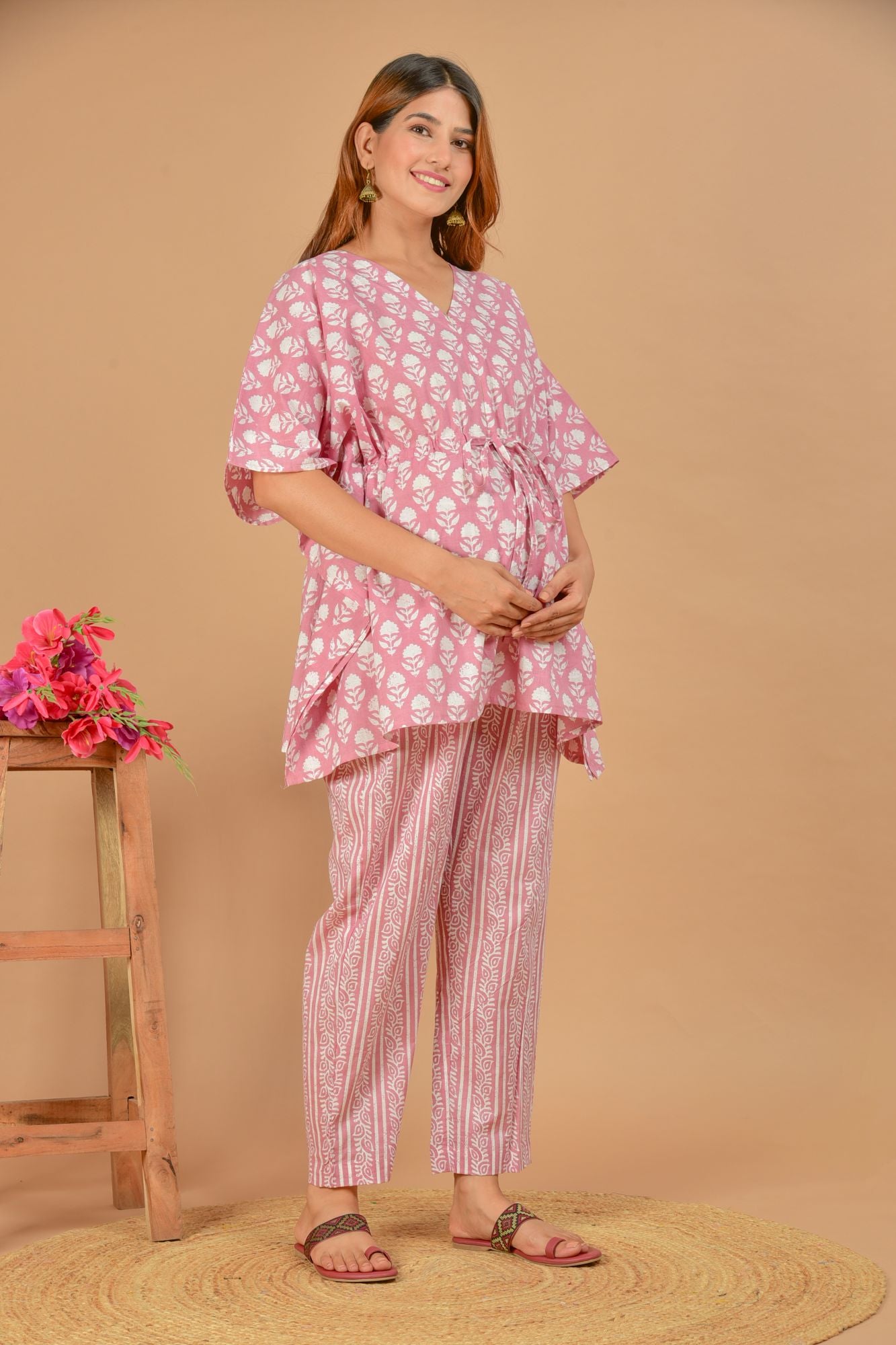 Keshavaya Nursing Kaftan Top - Pyjama Set