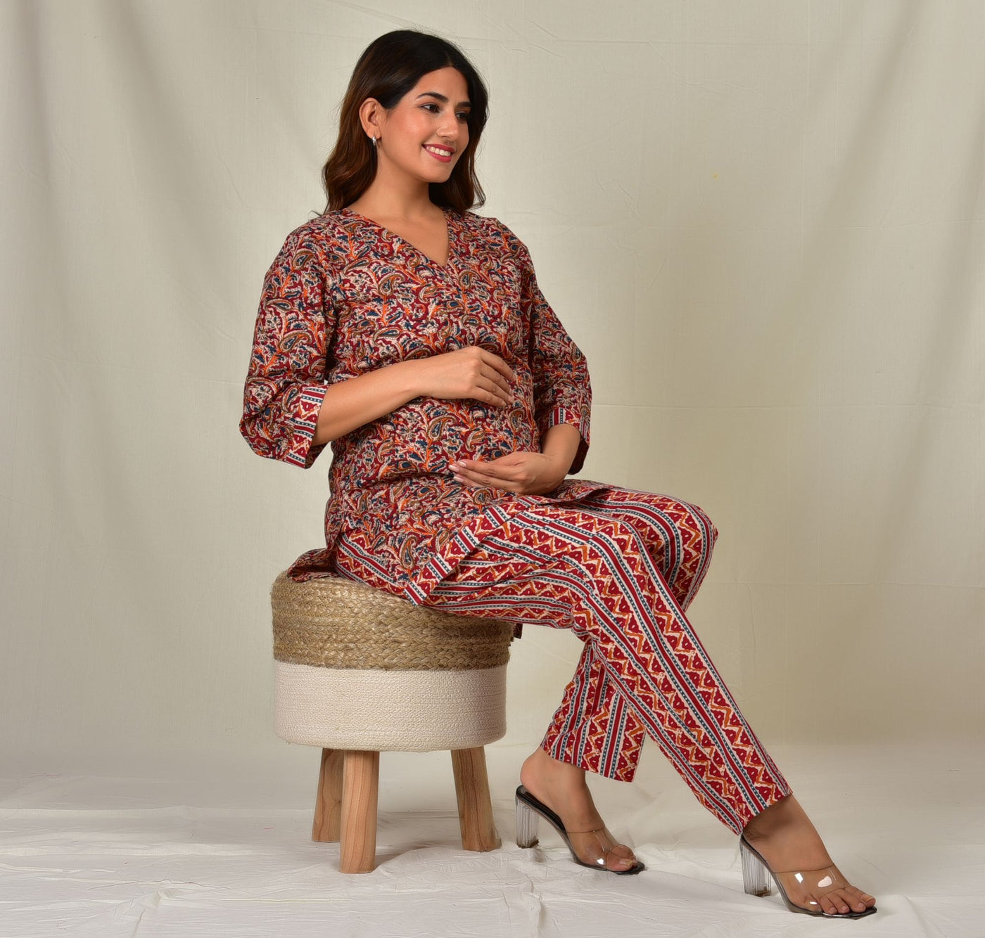 Chinmaya Nursing Kaftan Top - Pyjama Set