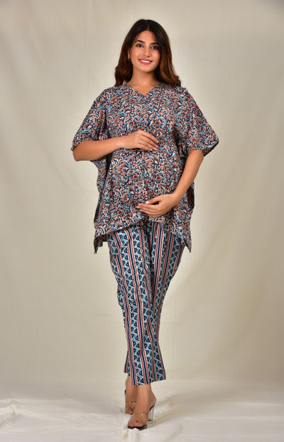 Nayan-abhirama Nursing Kaftan Top - Pyjama Set