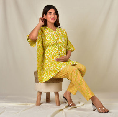 Prabhasmi Nursing Kaftan Top - Pyjama Set