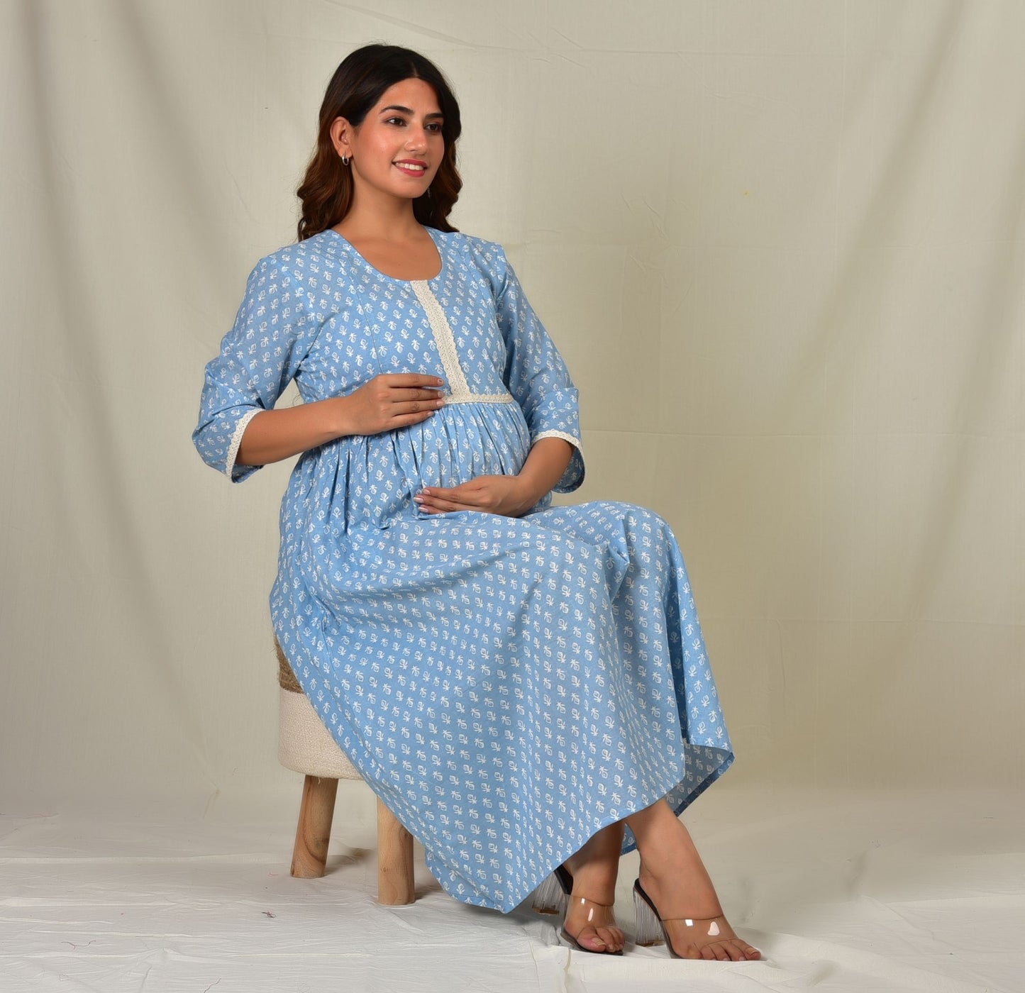 Hrishik Cotton Twin Zip Maternity Feeding Kurti Dress