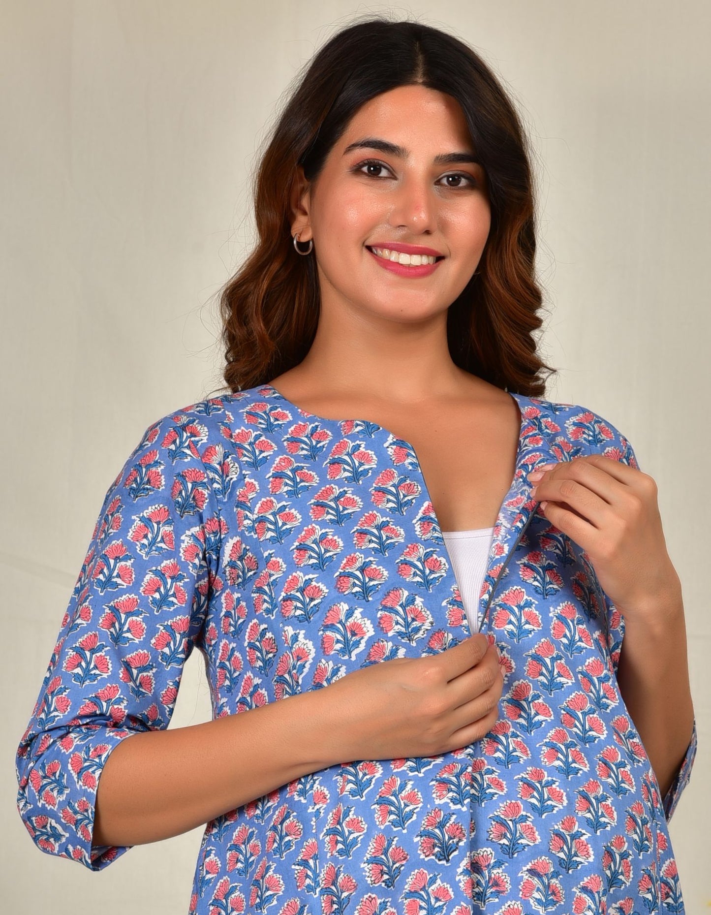 Kartamaasi Handblock Printed Cotton Maternity Nursing Loungewear Set | Kurti | Suit Set