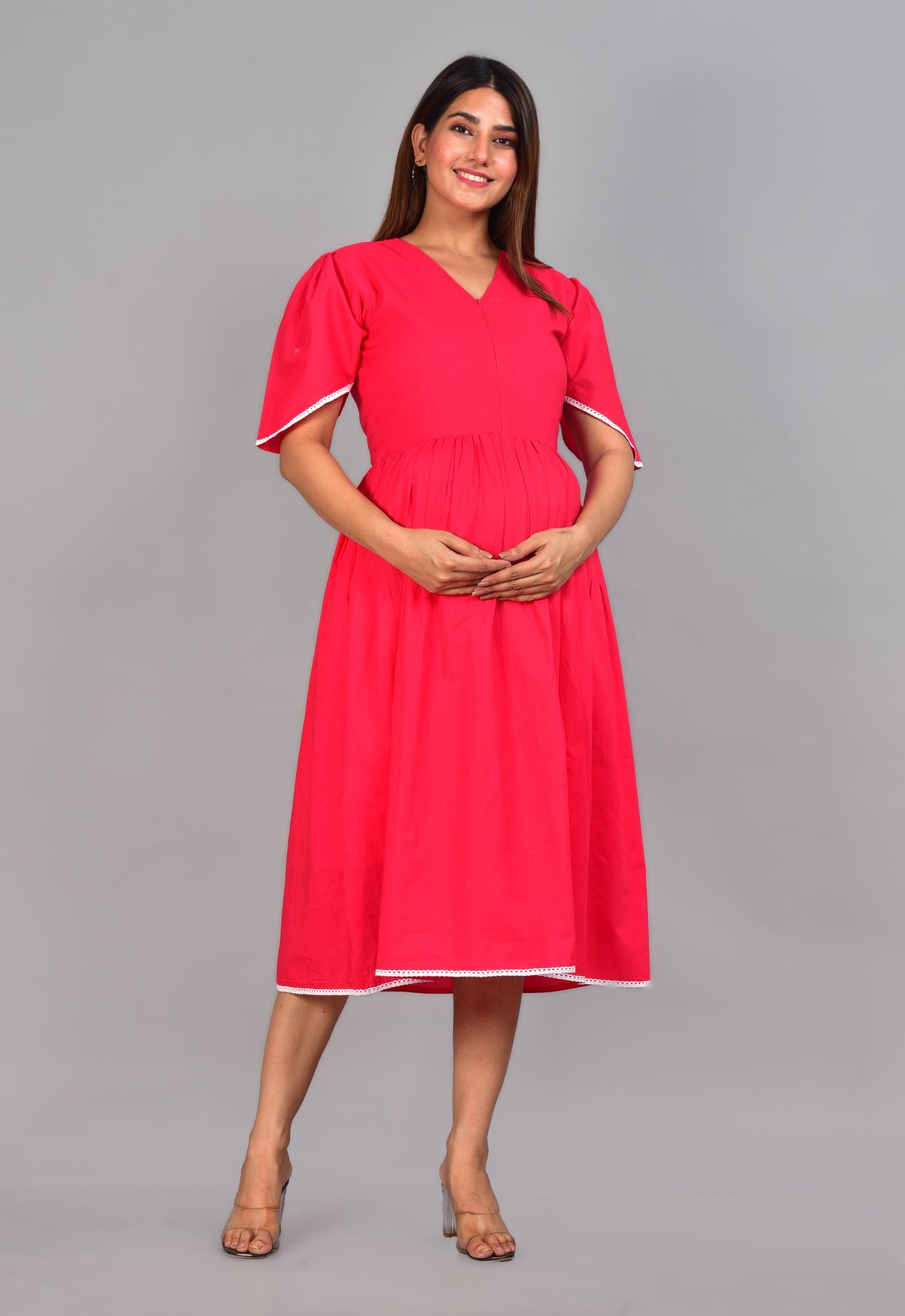 Rasik Cotton Nursing Dress With Feeding Zip