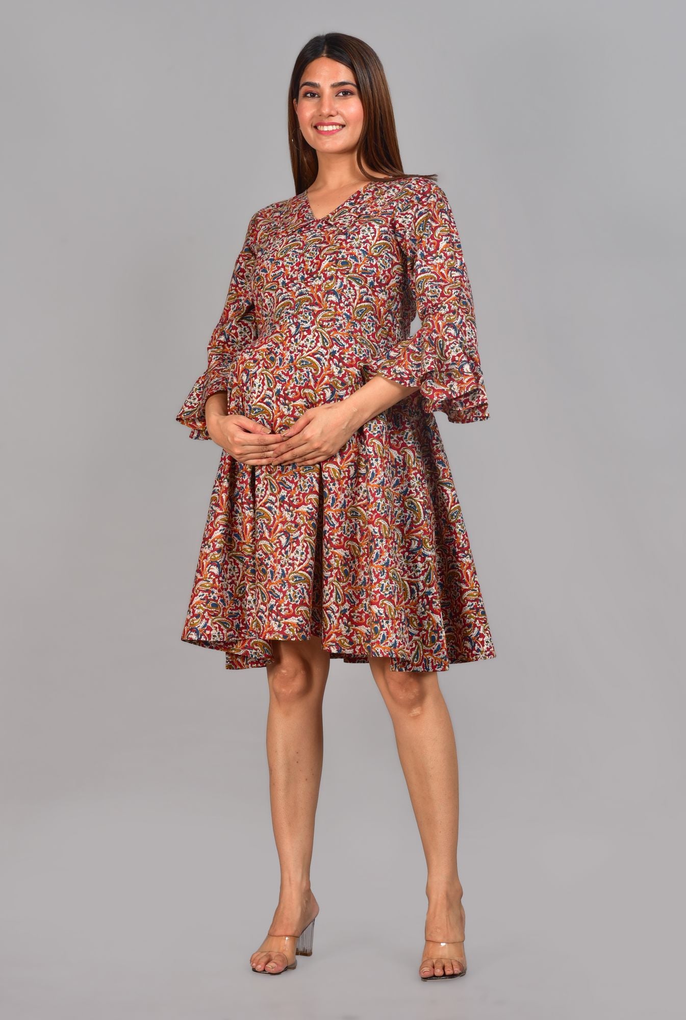 Mitravinda Short Nursing Dress with Feeding Zip