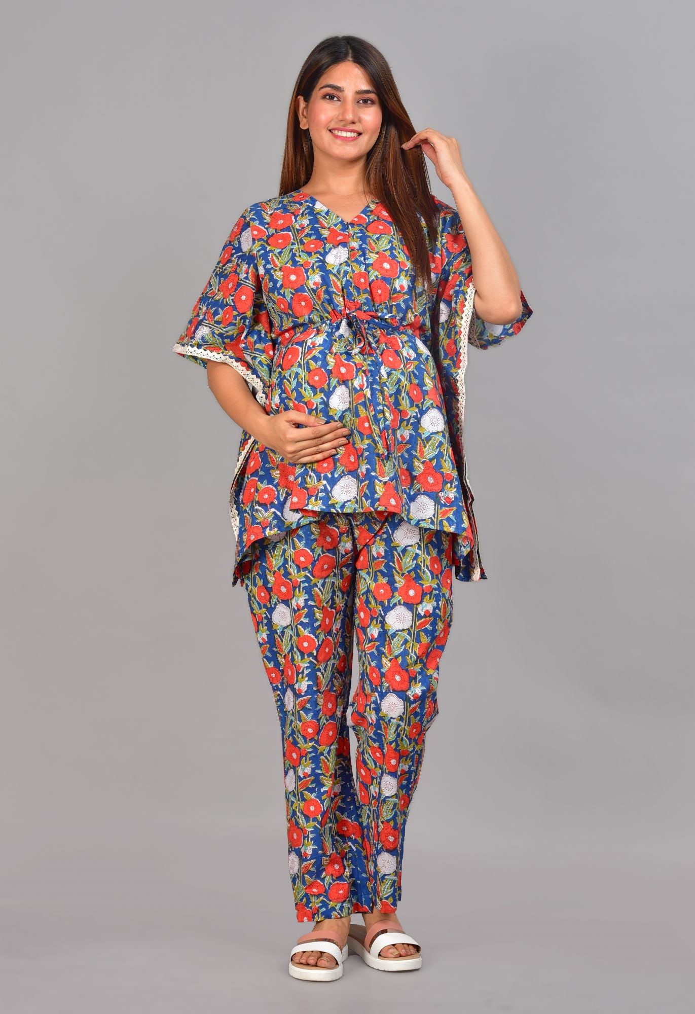 Radhika Raman Nursing Kaftan Top - Pyjama Set