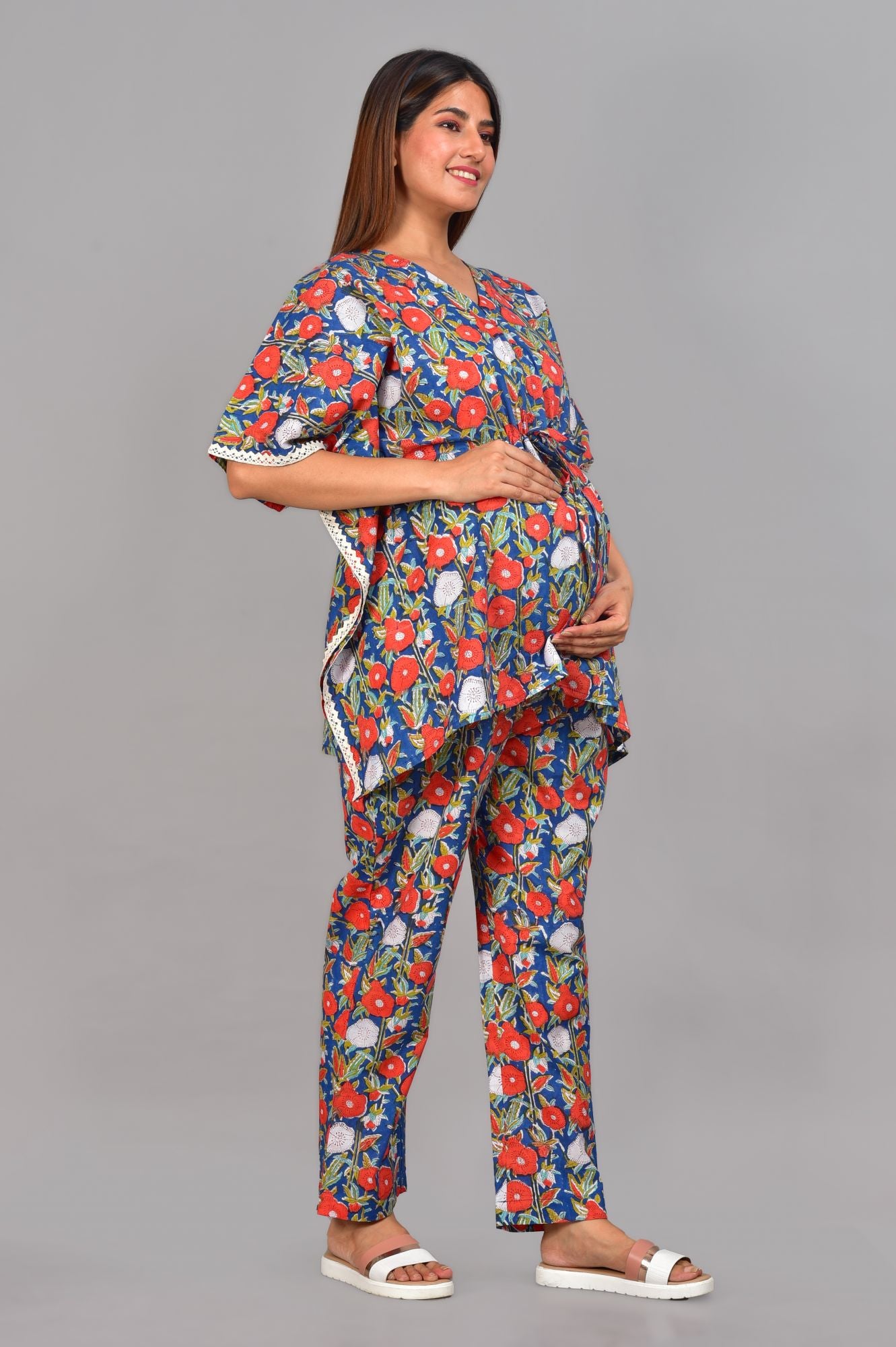 Radhika Raman Nursing Kaftan Top - Pyjama Set