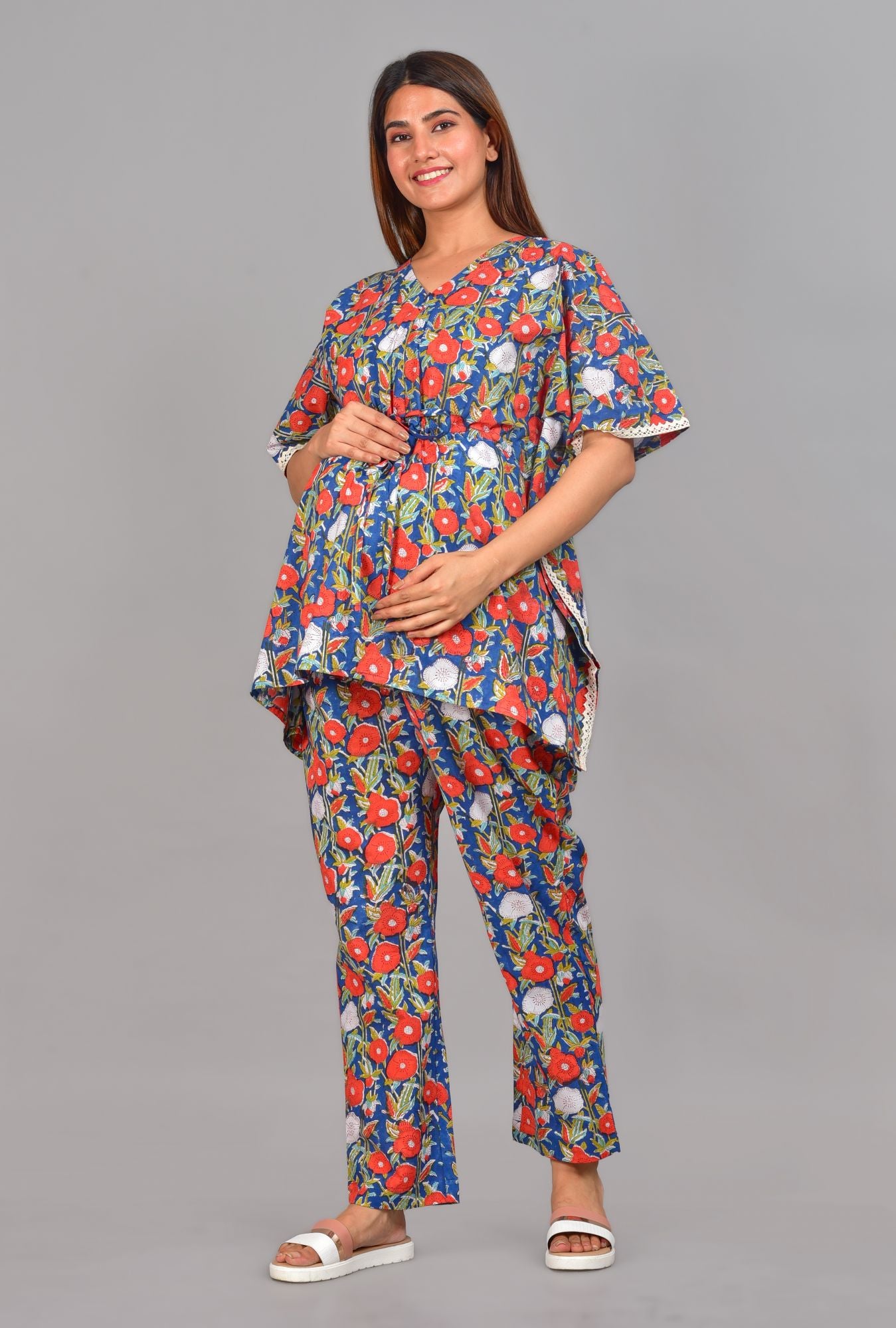 Radhika Raman Nursing Kaftan Top - Pyjama Set