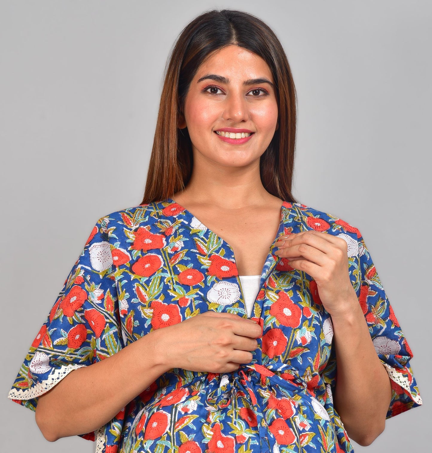 Radhika Raman Nursing Kaftan Top - Pyjama Set