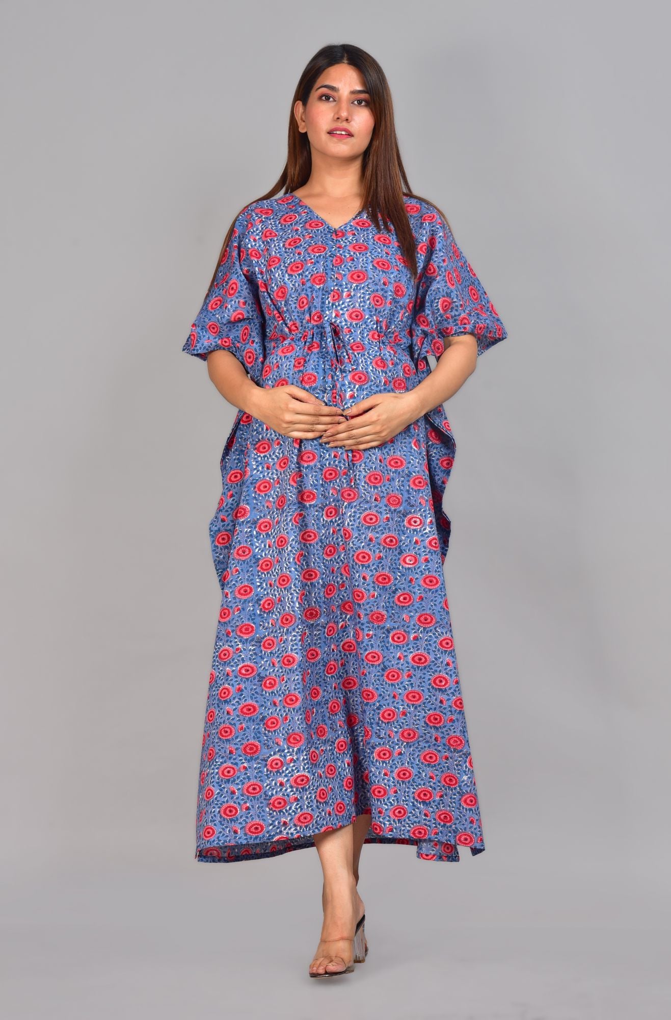 Nirguna Handblock Maternity/Nursing Kaftan