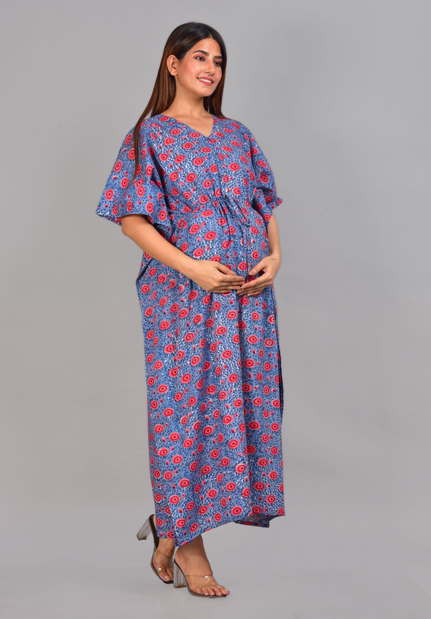 Nirguna Handblock Maternity/Nursing Kaftan