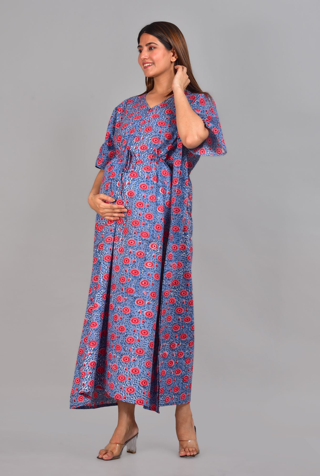 Nirguna Handblock Maternity/Nursing Kaftan