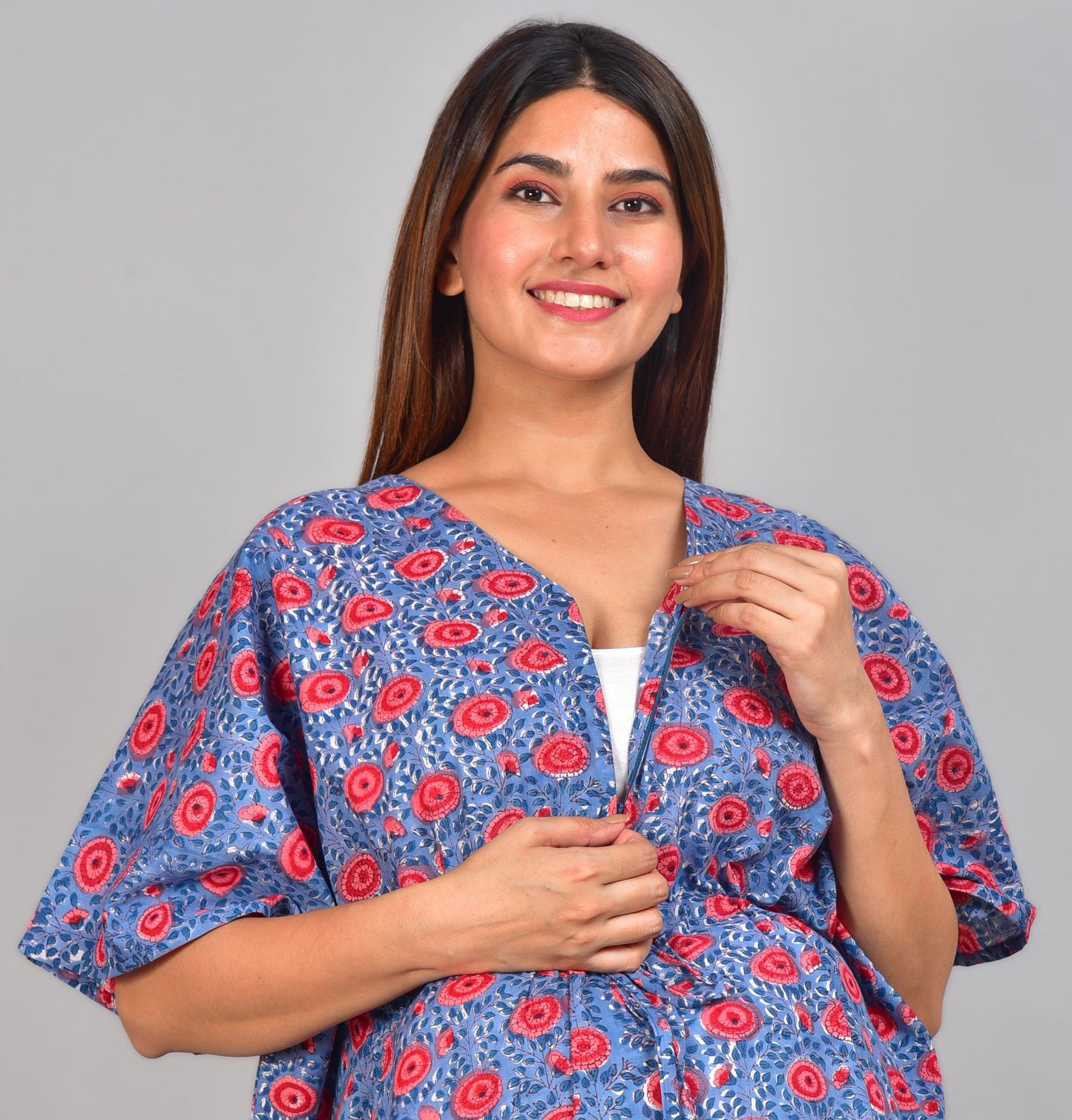 Nirguna Handblock Maternity/Nursing Kaftan