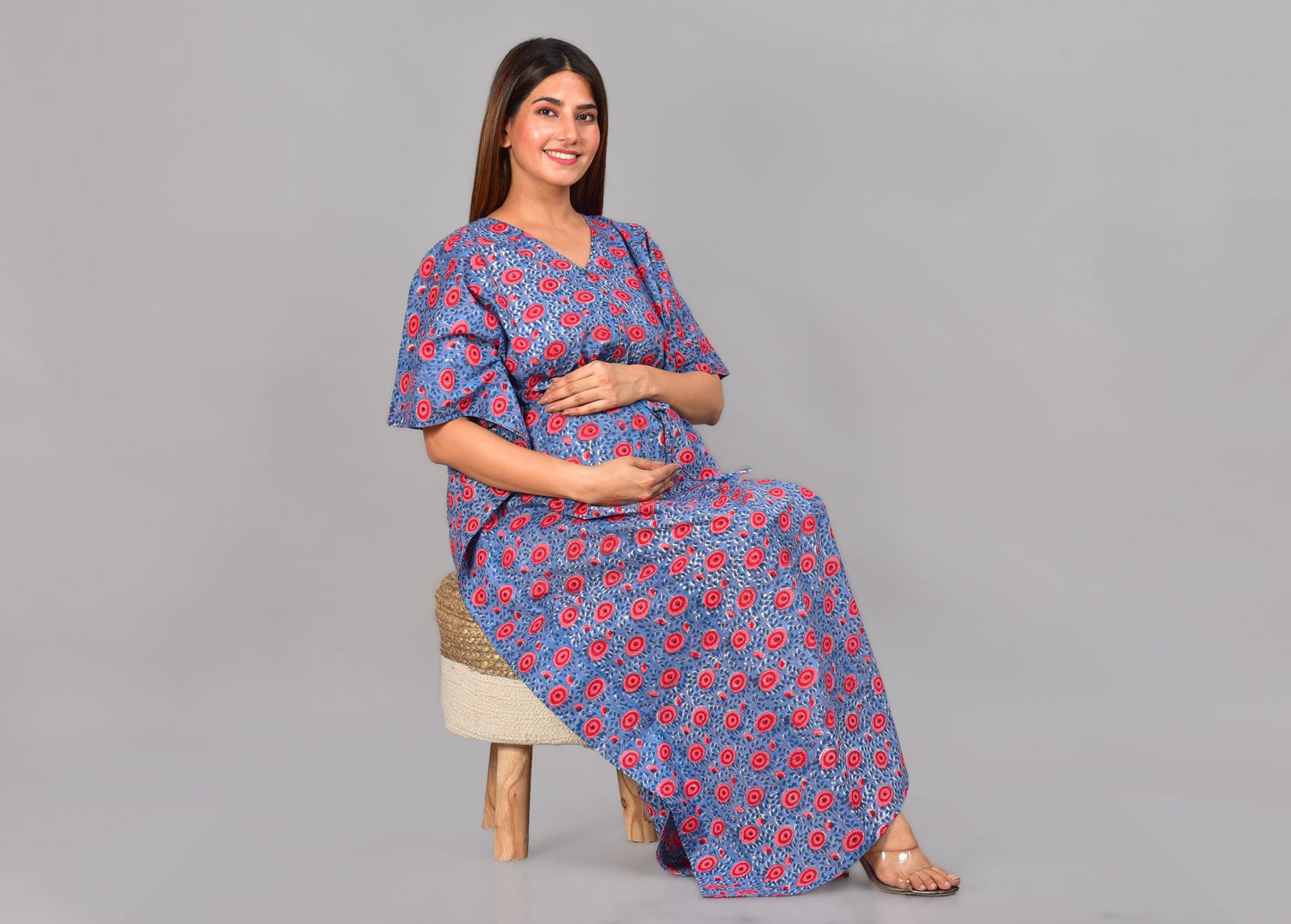 Nirguna Handblock Maternity/Nursing Kaftan