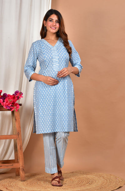 Keshavaya Twin Zip Nursing Cotton Kurta - Pant Set
