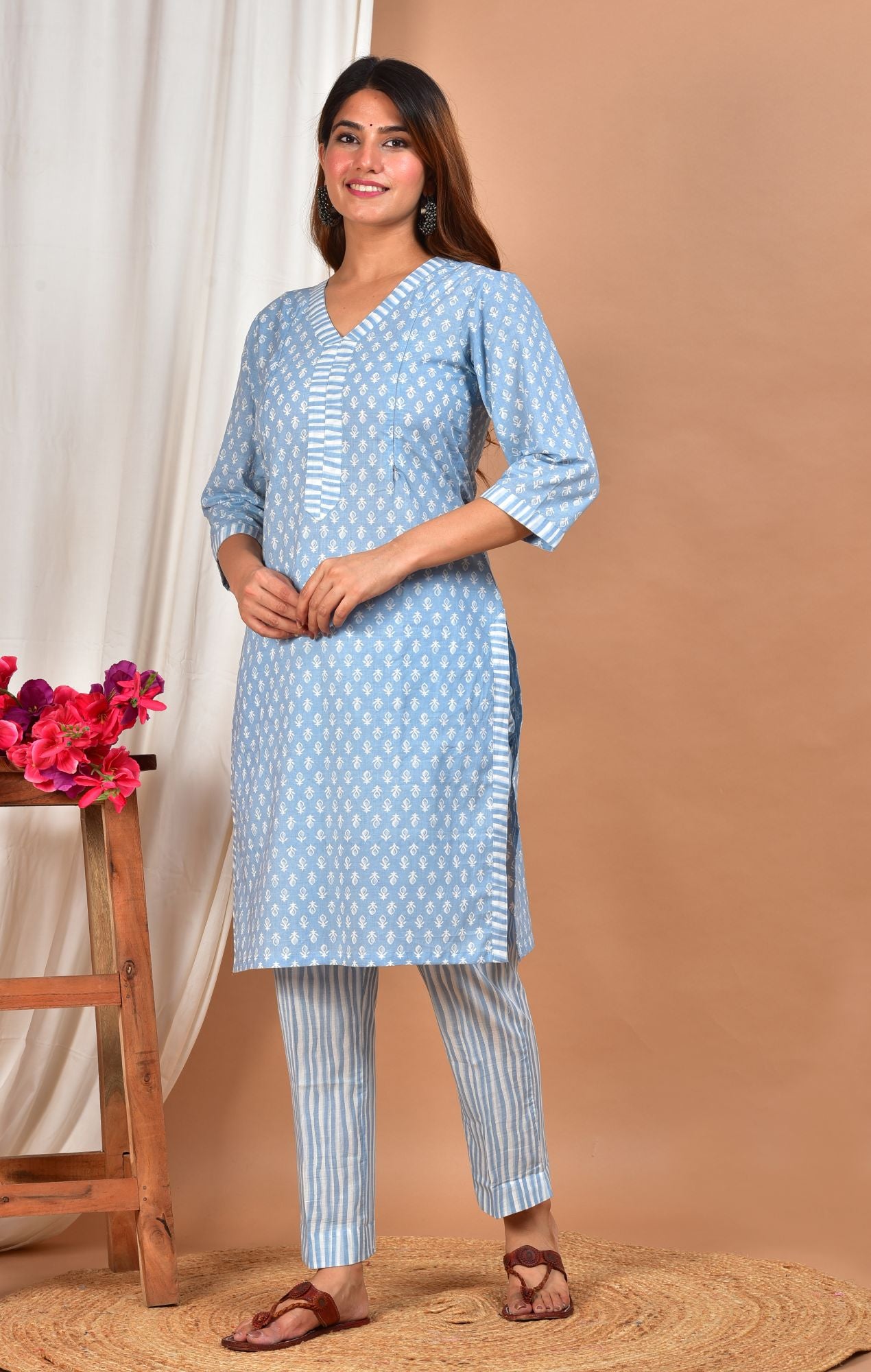 Keshavaya Twin Zip Nursing Cotton Kurta - Pant Set