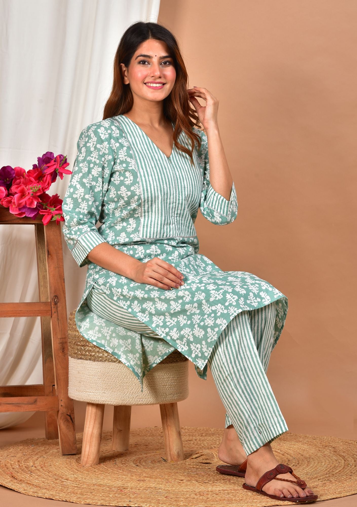 Badrika Nursing Cotton Kurta - Pant Set