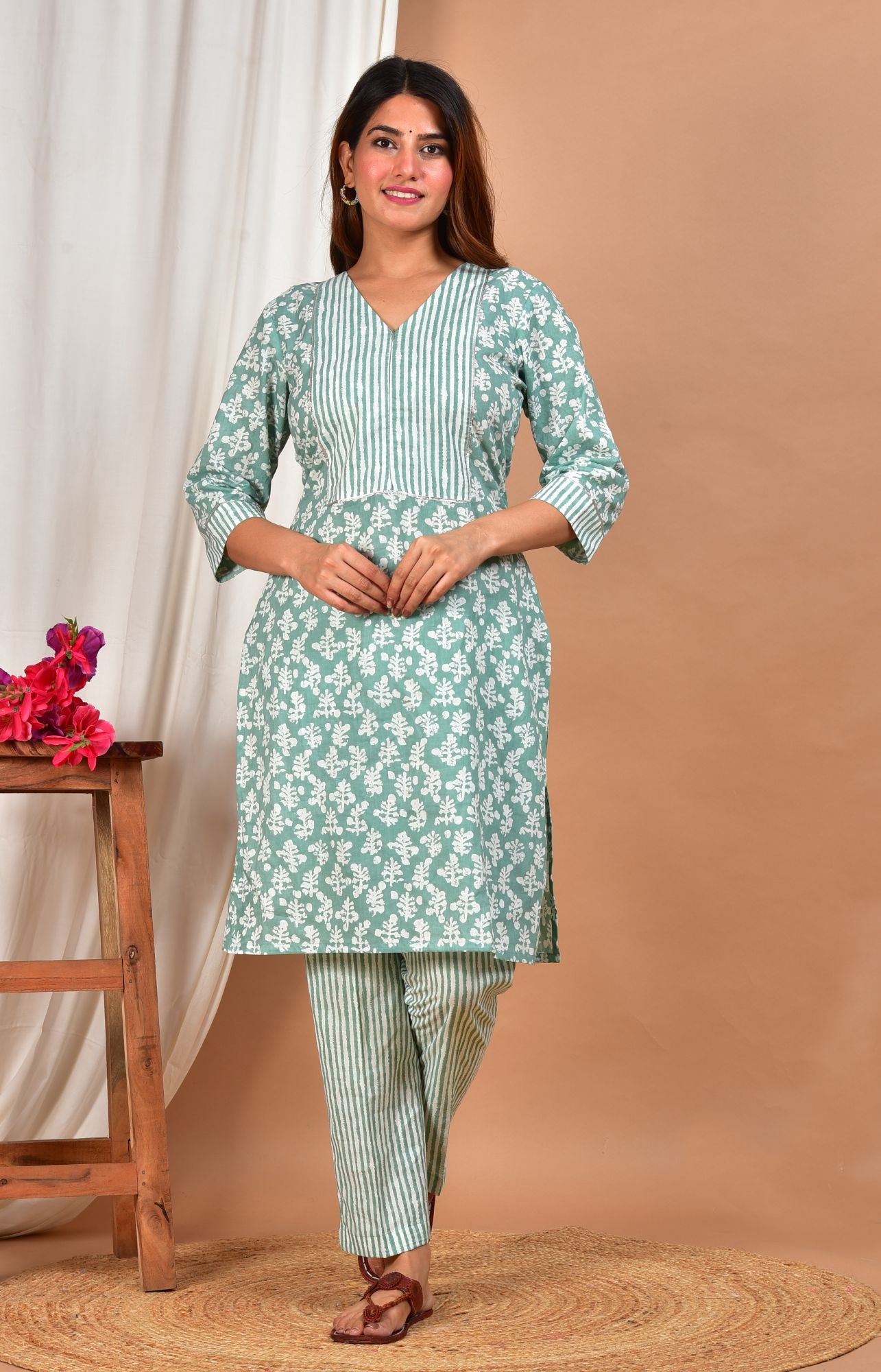 Venu-Rati Nursing Cotton Kurta - Pant Set