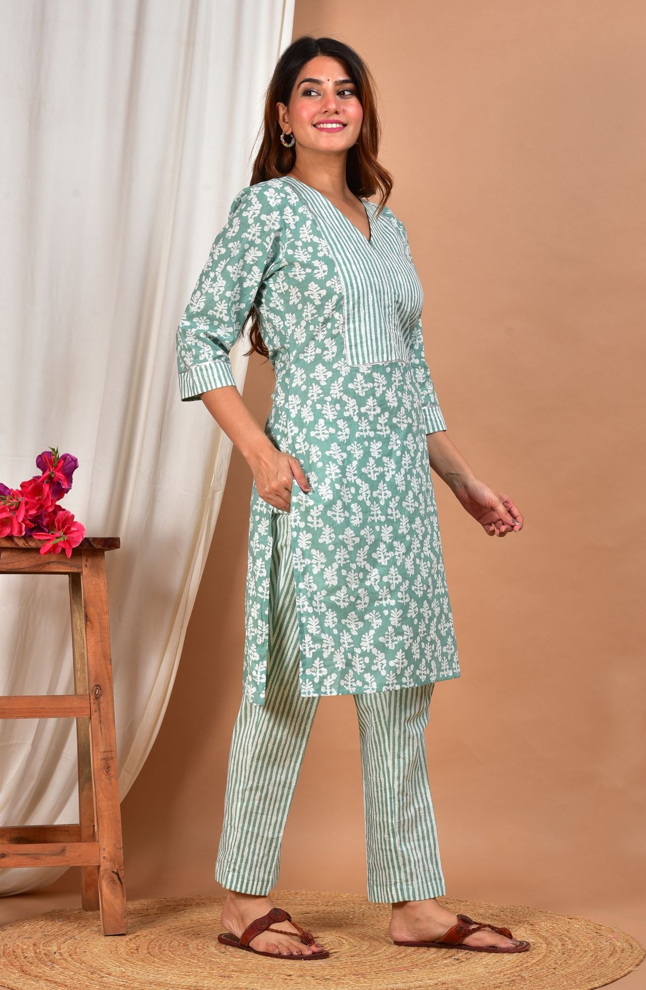 Venu-Rati Nursing Cotton Kurta - Pant Set