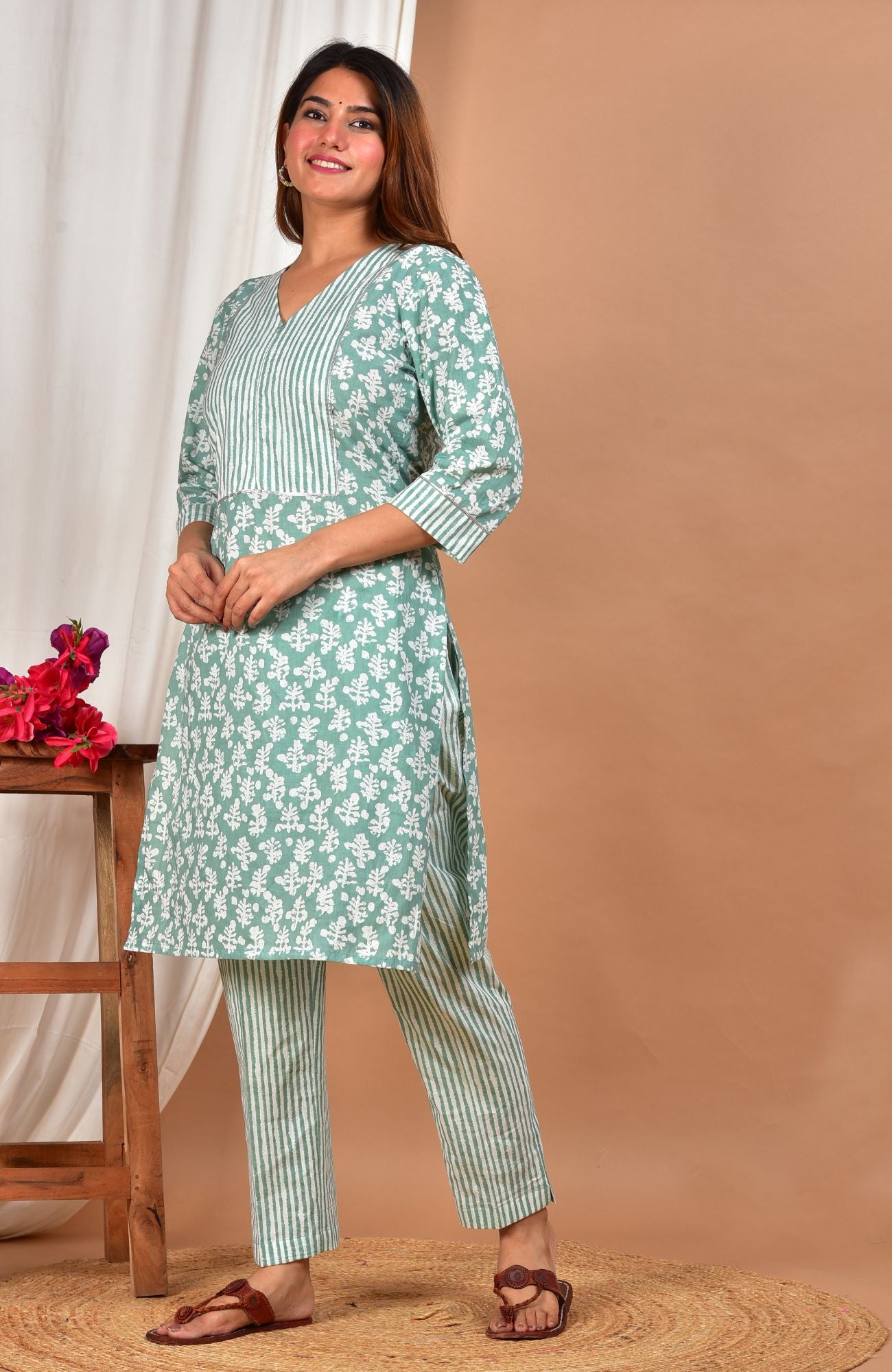 Venu-Rati Nursing Cotton Kurta - Pant Set