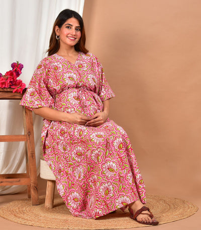 Pure Cotton Maternity Feeding Kaftan Dress