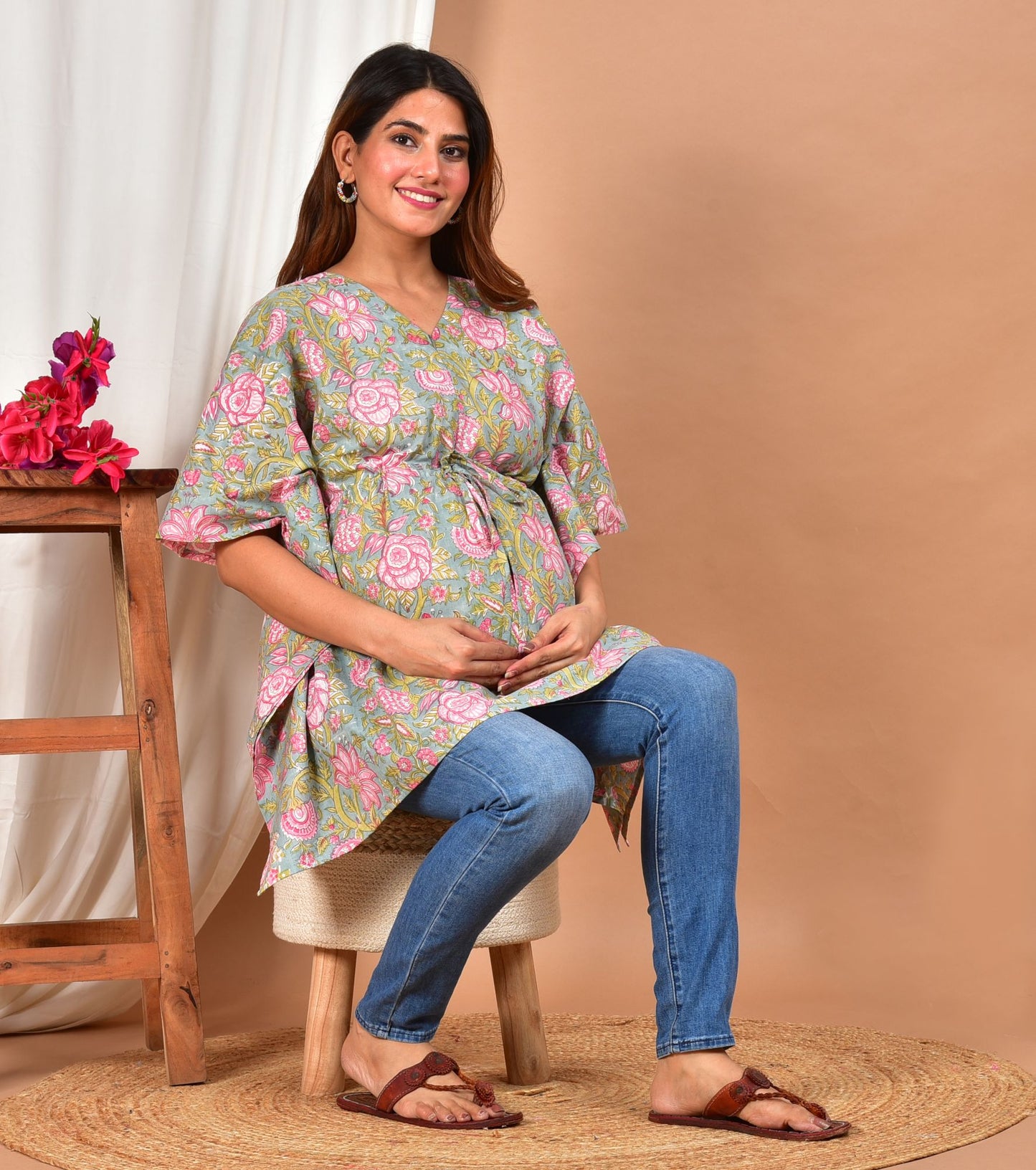 Kalp-Taru Cotton Nursing Top with Zip