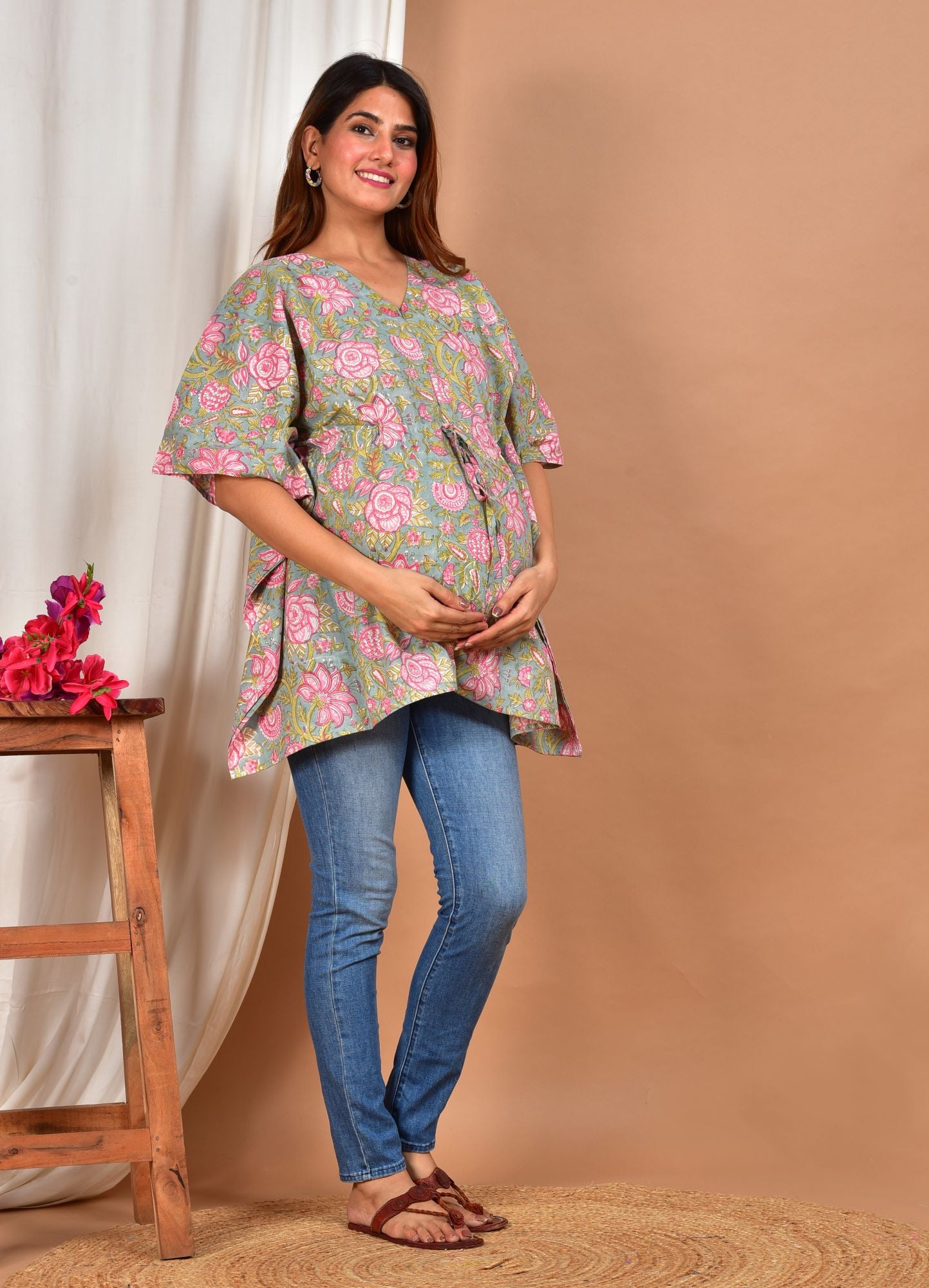 Kalp-Taru Cotton Nursing Top with Zip