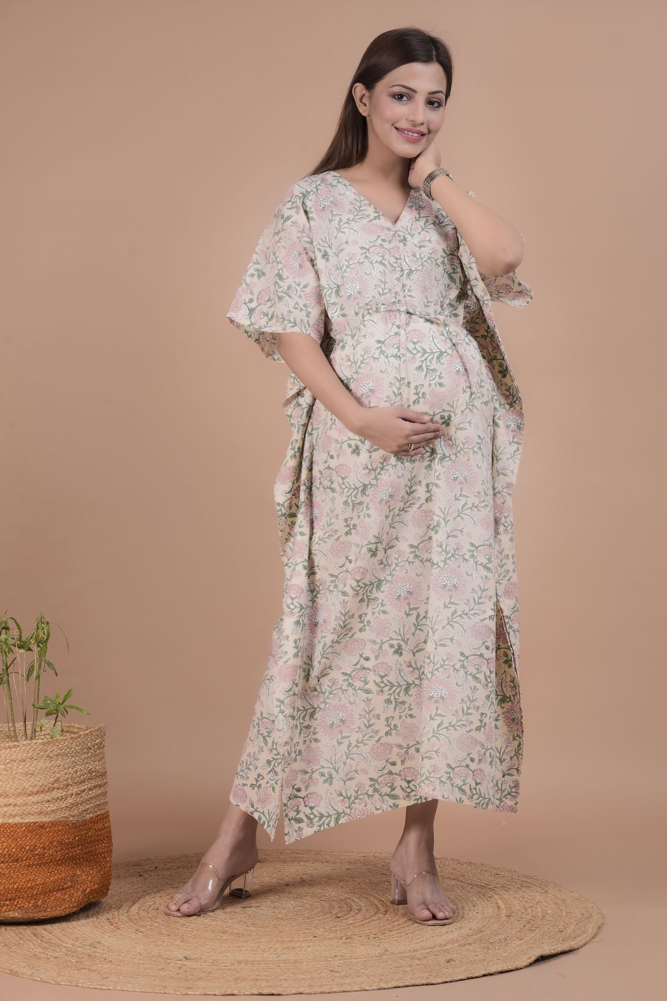 Sanatan Handblock Cotton Maternity Kaftan