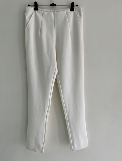 White Stretchable Party Wear Pants (L Size/ 30 Inches)