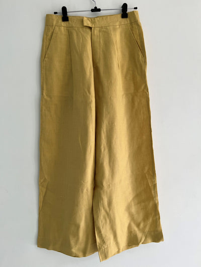 Mustard Linen Summer Pants (L Size-30 Inches)